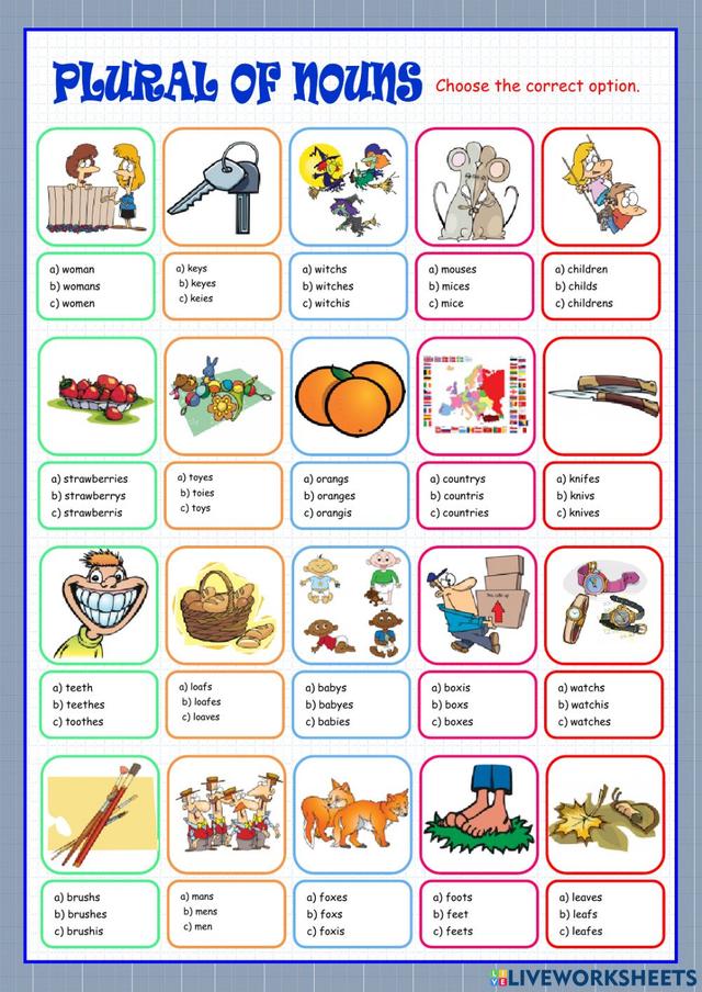 Plural Nouns Online Exercise For Level A | Quizalize
